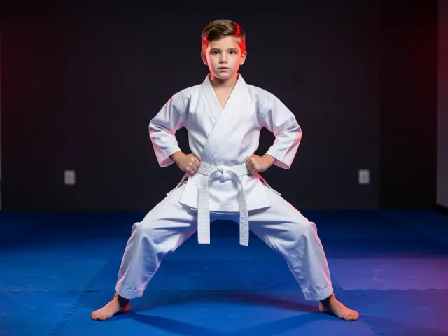A child demonstrating the horse stance