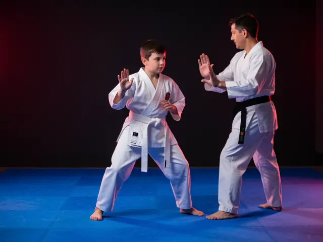 A child demonstrating the safe distance